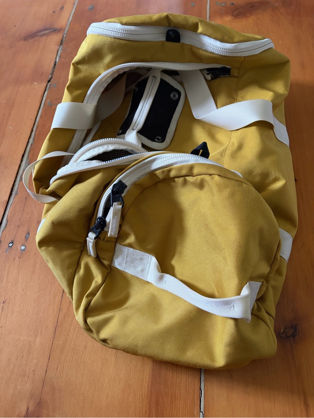 Mustard Yellow Travel Duffel with White Straps - Picture 4 of 5